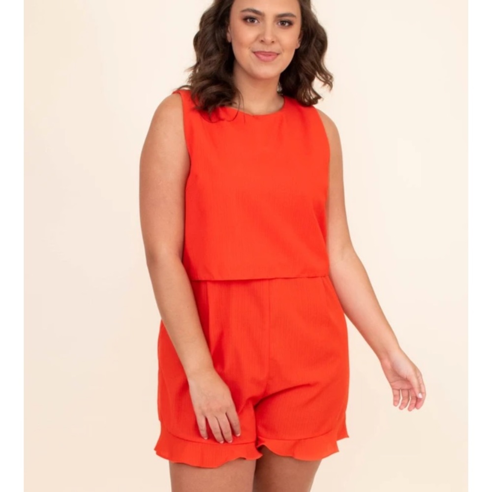Chic Soul coral romper NEW size 3X (14/16)